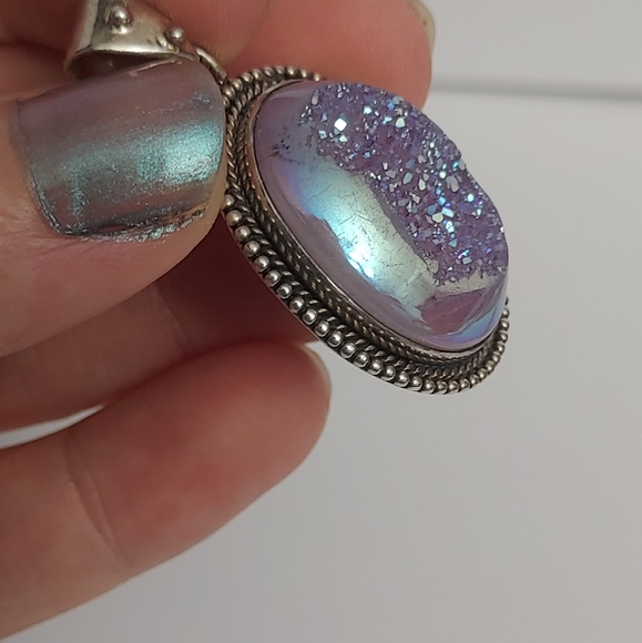 925 Silver Drusy Necklace - Picture 6 of 9